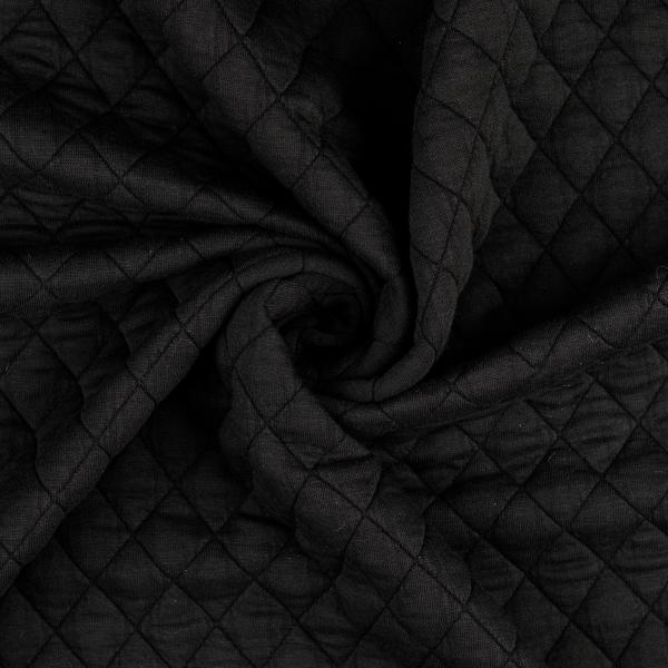 Vintage Jacquard Jersey mit Steppung, uni, schwarz